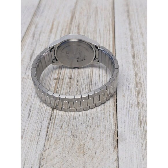 Used Timex Indiglo Silver Tone Expansion Mens Watch 36mm Blue/Silver Cracked - Picture 6 of 7